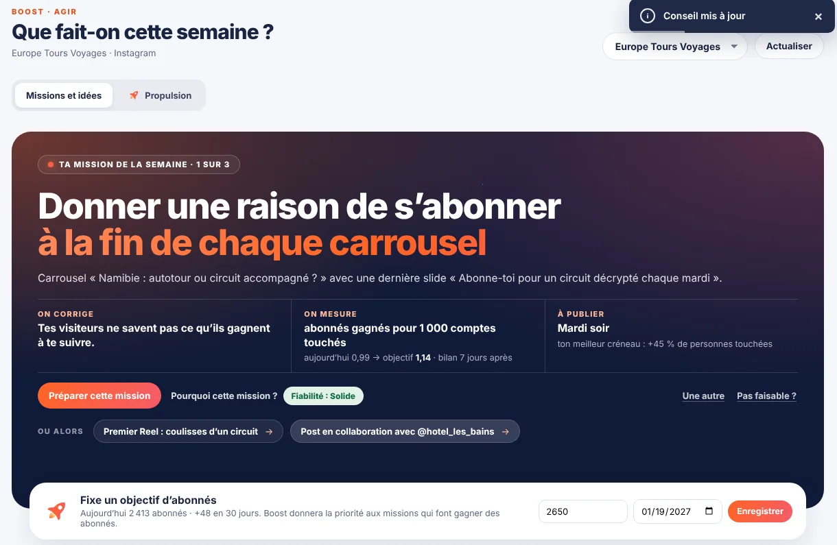 La mission de la semaine proposée par Boost