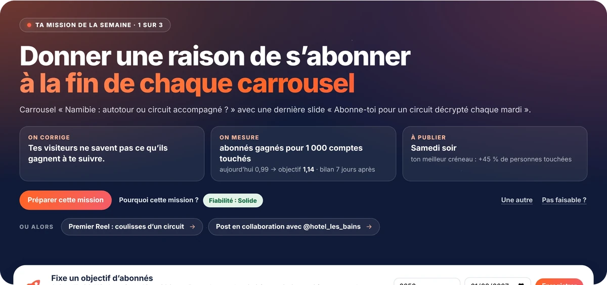 La mission de la semaine