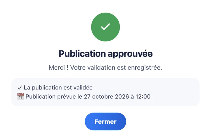 Publication approuvée par le client