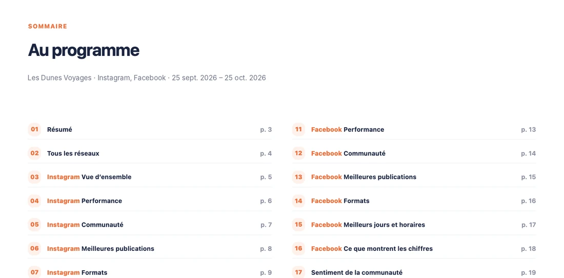Sommaire du rapport